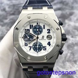 Functional AP Wrist Watch Royal Oak Offshore Series 26170ST White Face Blue Time Ring Mens Watch 42mm Automatic Mechanical Form Table