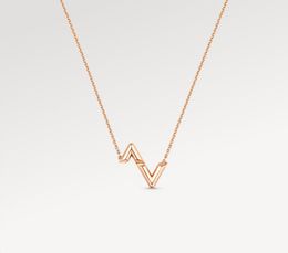 Fashion Classic Rose Gold Necklaces Pendants V Letter Stainless Steel Gold Plated Necklace for Women Girl Valentine's Mother's Day Engagement Jewellery