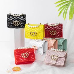 Fashion Kids Mini Candy Color Handle Messenger Bag Women PU Leather Elegant Love Heart Small Shoulder Crossbody Handbag Women 240418