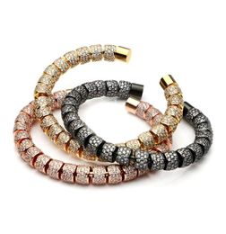 Fashion Gold Colour Full CZ Charm Anil Arjandas Bracelet Macrame Bead Bracelet With Micro Pave Clear CZ Watch Protector Leather Bra2022728