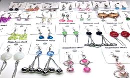 Whole 100 Pairs of Dangle Women039s Drop Earrings Handmade Fashon Stainless Steel Acrylic Beads Eardop Party Jewelry Variet1847389