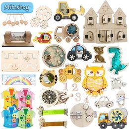 3D Puzzles 2024 DIY Montessori Busy Board Accessories Wooden Graffiti Digit Early Ball Sequin Helicopter Educational Toy For Children Gift 240419