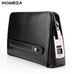 Briefcases Men's Fingerprint Bags AntiTheft Purses for men Leather Hand Bag Male Long Money Wallets Mobile Phone Pouch Men Messenger Bag