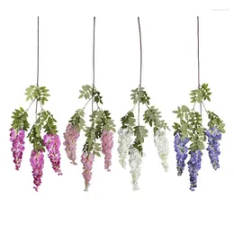 Decorative Flowers Artificial Wisterias Flower Faux Vine For Wedding Party Tridented Retta Floral Wall Decorations Porch Garden