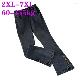 Women's Jeans 6XL 7XL Medium Strecth Denim Woman Extra Large 100/150kg Long Pants High Waist Slim Casual Loose Fit Flare