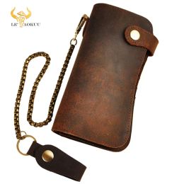 Wallets Male Quality Leather Dargon Tiger Em Fashion Chequebook Iron Chain Organiser Wallet Purse Design Clutch Handbag 1088db