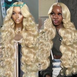 Rosabeauty 13x6 Blonde 613 HD Body Wave Lace Front Human Hair s 5X5 Glueless Ready Wear 13X4 Frontal 250 Density 40 Inch 240408