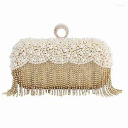 Evening Bags 2024 Diamond Ring Clutch Beads Wedding Dinner Purse Tassel With Chain 5 Colours Drop