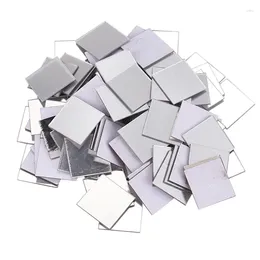 Wall Stickers 100 Piece Mirror Tile Sticker 3D Decal Room Decor Stick (Silver)