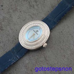 Functional AP Wrist Watch 67395BC Female Light Blue Plate Original Diamond 18K White Gold Quartz Womens Watch