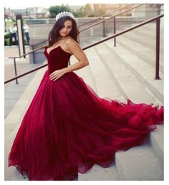 2018 dark red Wedding Dresses elegant Designed Deep sweetheart A Line Tulle Modest 2016 Bridal Gowns vestidos de Novia1448697