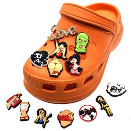 Anime charms wholesale cute sexy girls cartoon charms shoe accessories pvc decoration buckle soft rubber clog charms fast ship