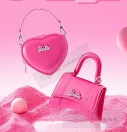 Children love heart jelly handbags girls letter applique Barbie princess one-shoulder bag kids PVC Hourglass crossbody bags Z7784