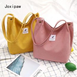 Shoulder Bags 2024 Women's Bag Canvas Large Capacity Cotton Cloth Tote Eco Foldable Shopping Ladies Hand Shopper
