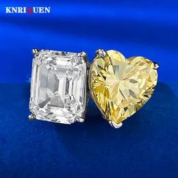 Wedding Rings 2023 Charms 925 Sterling Silver 10*10MM Heart-Shaped Topaz 8*10mm White Lab Diamond Rings for Women Party Fine Jewelry Lady Gift 240419