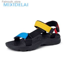 Sandals New mens sandals anti slip summer flip high-quality outdoor beach casual shoes affordable mens water shoes Q240419