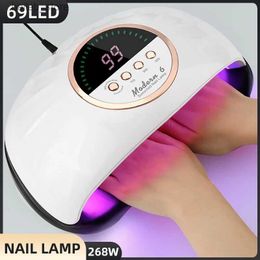 Nail Dryers 268W UV LED Lamp For Nail Dryer Manicure Nail Drying Lamp 69LEDS UV Gel Varnish With LCD Display UV Lamp For Manicure Salon Y240419BL9F