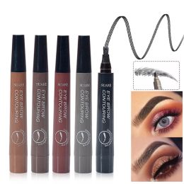 Machine Women's Fashion 4Fork Liquid Eyebrow Pencil Pen Tips 5 Colours Eye Brow Contouring Makeup Tattoo Fine Sketch Cosmetic