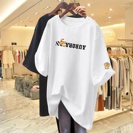 Women's T Shirts Fashion Letter Printing Summer Short Sleeve O-Neck Loose Solid Youth Tops Tees Street Casual Trend Women Clothing