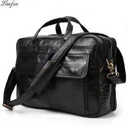 Bags Genuine Leather Briefcase for Man Large Capacity Computer Bag Cow Leather Messenger Bag Handbag for Male Black Business Bags