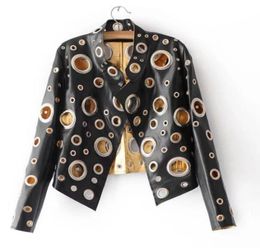 Gold silver black PU leather female coat jacket fashion tide stage costume for singer dancer prom jacket coat bar party stage oute2259255