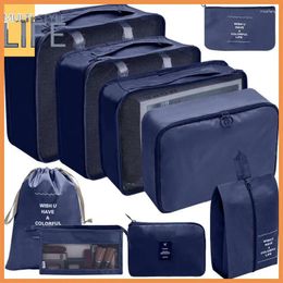 Storage Bags 7/9 Set Packing Travel Bag Makeup Digital Washing Cosmetic Clothes Package Waterproof Luggage Organiser