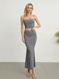 Work Dresses Wsevypo Summer Sweet 2Pieces Dress Sets Women's Party Clubwear Outfits Off-Shoulder Bow Crop Tube Tops Wrap Long Skirts Suits