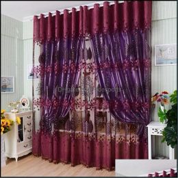 Drapes Curtain Drapes Home Deco El Supplies Garden Embroidery Room Floral Tle Window Screening Drape Scarfs Valances Curtian For Living B