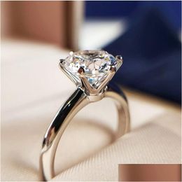 Rings Solitaire 1Ct Lab Diamond Ring 100% Real 925 Sterling Sier Jewellery Engagement Band For Women Bridal Party Gift Drop Delivery Otrpa