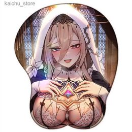 Mouse Pads Wrist Rests Honkai Impact 3rd Aponia Nun Girl Sexy Big Boobs Mouse Pad Gamer Anime Cute Wrist Rest 3D Oppai Silicone Gel Mat Mousepad Y240419