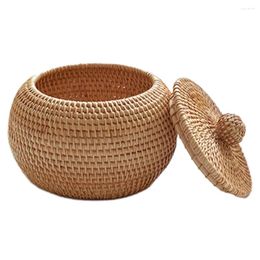 Plates Storage Box Rattan Woven Basket Brown Multi-functional Sturdy Vietnamese Autumn Vine 15 12cm 1piece