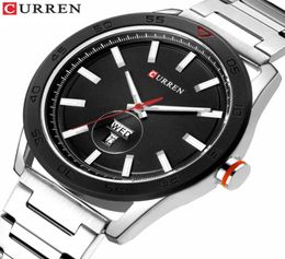 CURREN Male Clock Classic Silver Watches for Men Military Quartz Stainless Steel Wristwatch with Calendar Fashion Business Style186387513
