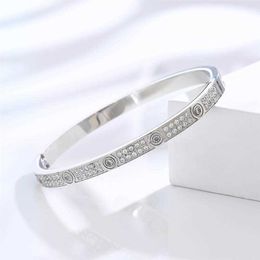 Brand designer Wind Full Sky Star Bracelet with Two Rows of Diamond Micro Inlaid Stainless Steel Carter Titanium for Women With logo TK6L