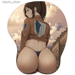 Mouse Pads Wrist Rests Stormpike Attack On Titan Mikasa Sexy Girls Big Ass oppai Mousepad Mat Anime Kawaii 3D Mouse Pad with Wrist Rest Soft Silicone Y240419