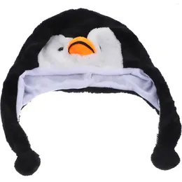 Berets Adorable Animal Hat Plush Ski Style Cartoon Earflap Hood For Children Adults (Penguin)