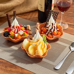 Decorative Flowers Simulation Food Model Fancy Ice Cream Prop Bowl Crispy Fake Dessert Sample Customizable Styles