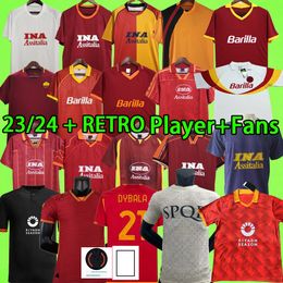 23/24 Soccer Jerseys Fourth TOTTI DYBALA Retro PELLEGRINI ABRAHAM football Shirt 2023 2024 fans player version 89 90 91 92 94 95 96 97 98 99 00 01 02 05 06 17 18 home away 3rd