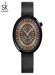 Shengke Luxury Brand Watch Women Fashion Dress Quartz Watch Ladies Full Steel Mesh Strap Waterproof Watches Relogio Feminino4439807
