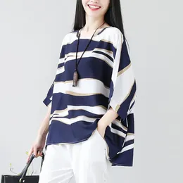 Women's Blouses Women O Neck Oversized Half Sleeve Baggy Tops 2024 Summer Stripe Colorblock Shirts Casual Loose Holiday Blusas