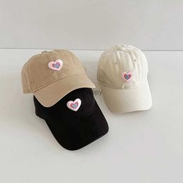 Ball Caps Korean Love Embroidery Baseball Hat For Lady Girl Sweet Pink Colour Snapback Peaked Cap Outdoor Y2K Soft Cotton Sun Visors Hat