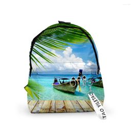 Backpack Youthful Summer Scenery School Bags Notebook Backpacks Boys/Girls 3D Print Oxford Waterproof Key Chain Small Travel