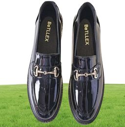 3441 Womens Patent shoes chains buckle flats low heel work boot college footwear oxford loafers zy7819095642