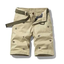 Men's Shorts Summer Casual Shorts Men Solid Color Embroidery Pattern cargo Shorts Cotton Beach Print Shorts Men Bermuda Overalls Pocket Pants 240419 240419