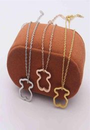 Steel Jewelry Hollowed Out Smooth Bear Necklace Net Red Women039s Simple Rose Gold NecklaceFor Party Jewels271k9485732