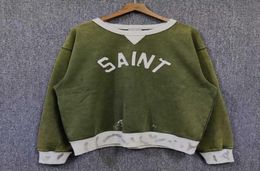 Michael letter army green hole Pullover Sweater American style fried street high sense Plush men and women4394286