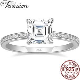 Solitaire Ring Trumium 2CT 925 Sterling Silver Asscher Cut Engagement Rings for Women Square 5A Zirconia Solitaire Wedding Rings Fine Jewellery d240419