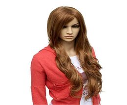 WoodFestival long curly synthetic wig 70cm loose wave women hair wigs brown oblique bangs natural fiber wig4663357