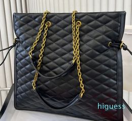 2024 new Designer handbag Large capacity Tote bag Black Chain bag Shopping bag Diamond check