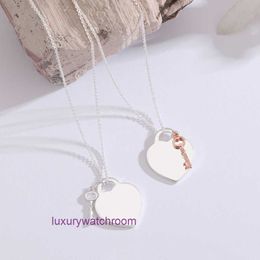 Luxury Tiffenny Designer Brand Pendant Necklaces T Jia Di Necklace Boutique Jewelry Valentines Day Gift Love Heart shaped Card Key High