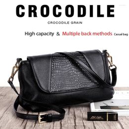 Bag Women's Bags 2024 Fashion Messenger Luxury First Layer Cowhide Crocodile Pattern Handbag Shoulder Female